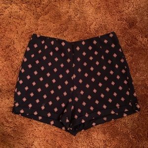Navy blue design high waisted shorts